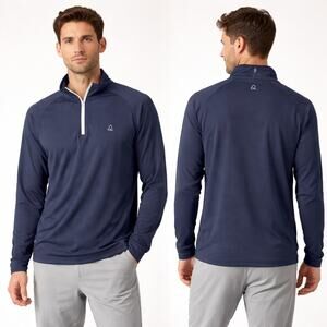 DEOLAX XL Navy 1/4 Zip Mock Neck Long Sleeve Activewear Pullover for Men